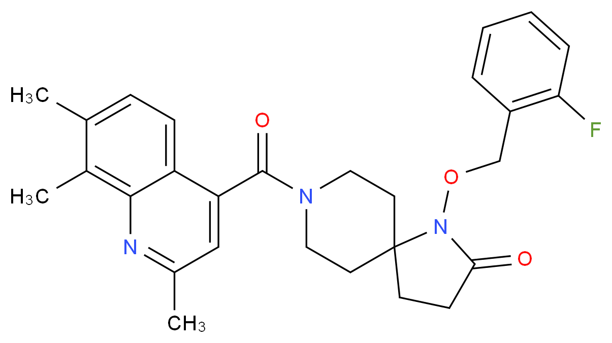 1-[(2-fluorobenzyl)oxy]-8-[(2,7,8-trimethyl-4-quinolinyl)carbonyl]-1,8-diazaspiro[4.5]decan-2-one_Molecular_structure_CAS_)