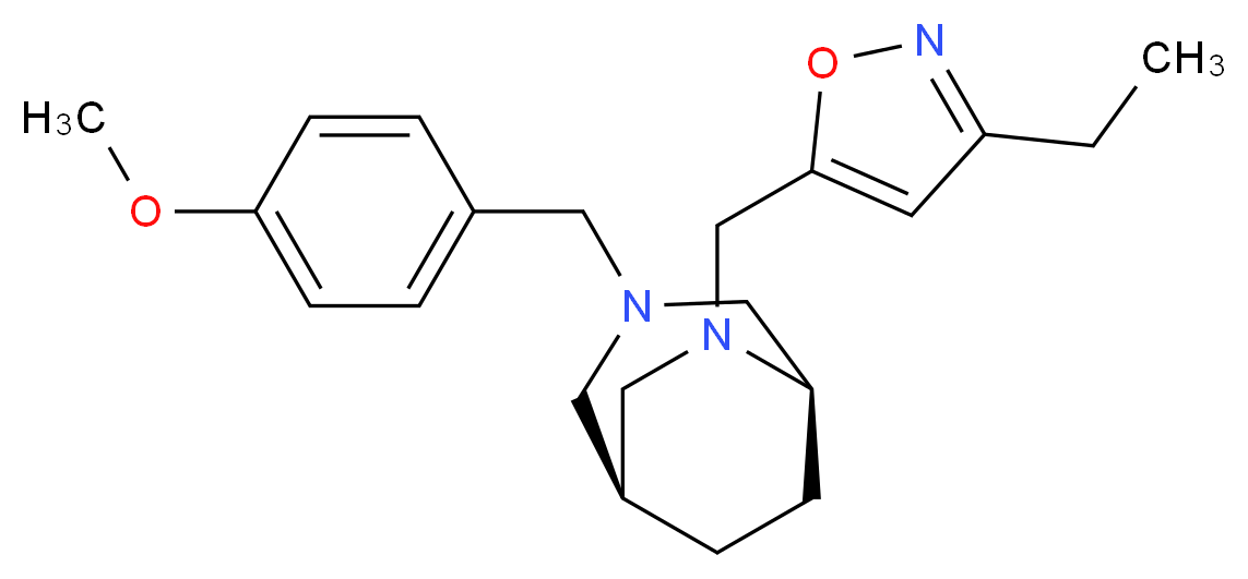 (1S*,5R*)-6-[(3-ethyl-5-isoxazolyl)methyl]-3-(4-methoxybenzyl)-3,6-diazabicyclo[3.2.2]nonane_Molecular_structure_CAS_)