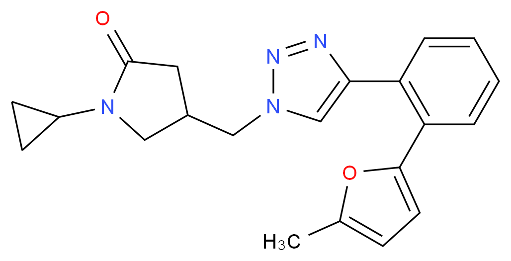1-cyclopropyl-4-({4-[2-(5-methyl-2-furyl)phenyl]-1H-1,2,3-triazol-1-yl}methyl)pyrrolidin-2-one_Molecular_structure_CAS_)
