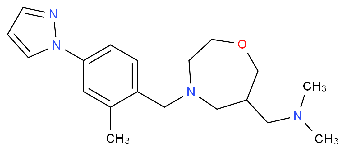 N,N-dimethyl-1-{4-[2-methyl-4-(1H-pyrazol-1-yl)benzyl]-1,4-oxazepan-6-yl}methanamine_Molecular_structure_CAS_)