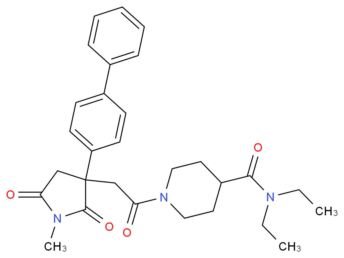 1-{[3-(4-biphenylyl)-1-methyl-2,5-dioxo-3-pyrrolidinyl]acetyl}-N,N-diethyl-4-piperidinecarboxamide_Molecular_structure_CAS_)