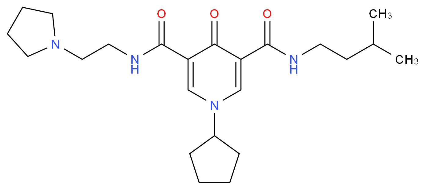 1-cyclopentyl-N-(3-methylbutyl)-4-oxo-N'-[2-(1-pyrrolidinyl)ethyl]-1,4-dihydro-3,5-pyridinedicarboxamide_Molecular_structure_CAS_)