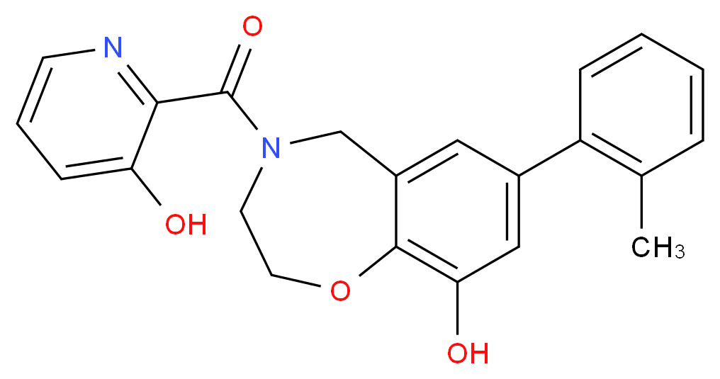 4-[(3-hydroxypyridin-2-yl)carbonyl]-7-(2-methylphenyl)-2,3,4,5-tetrahydro-1,4-benzoxazepin-9-ol_Molecular_structure_CAS_)
