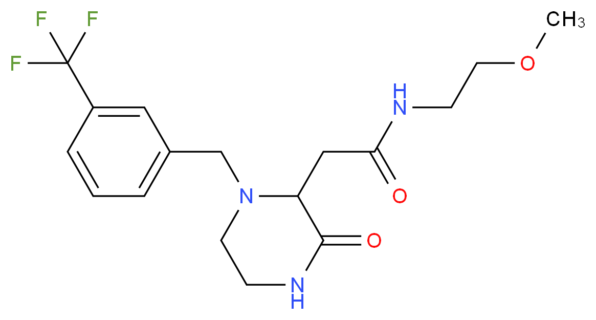 N-(2-methoxyethyl)-2-{3-oxo-1-[3-(trifluoromethyl)benzyl]-2-piperazinyl}acetamide_Molecular_structure_CAS_)