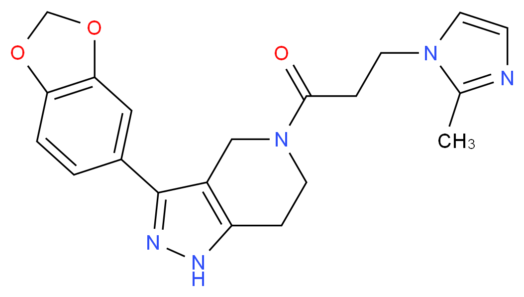 3-(1,3-benzodioxol-5-yl)-5-[3-(2-methyl-1H-imidazol-1-yl)propanoyl]-4,5,6,7-tetrahydro-1H-pyrazolo[4,3-c]pyri_Molecular_structure_CAS_)