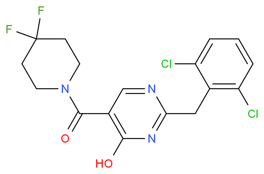 2-(2,6-dichlorobenzyl)-5-[(4,4-difluoropiperidin-1-yl)carbonyl]pyrimidin-4-ol_Molecular_structure_CAS_)