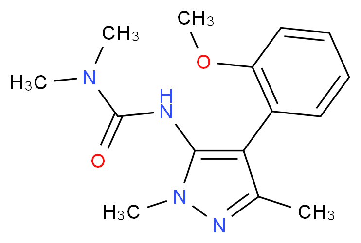 N'-[4-(2-methoxyphenyl)-1,3-dimethyl-1H-pyrazol-5-yl]-N,N-dimethylurea_Molecular_structure_CAS_)