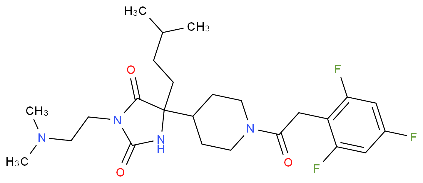 3-[2-(dimethylamino)ethyl]-5-(3-methylbutyl)-5-{1-[(2,4,6-trifluorophenyl)acetyl]-4-piperidinyl}-2,4-imidazolidinedione_Molecular_structure_CAS_)