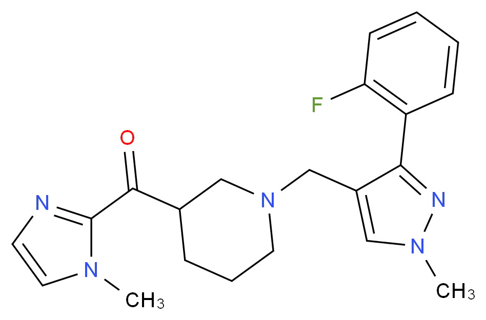 (1-{[3-(2-fluorophenyl)-1-methyl-1H-pyrazol-4-yl]methyl}-3-piperidinyl)(1-methyl-1H-imidazol-2-yl)methanone_Molecular_structure_CAS_)