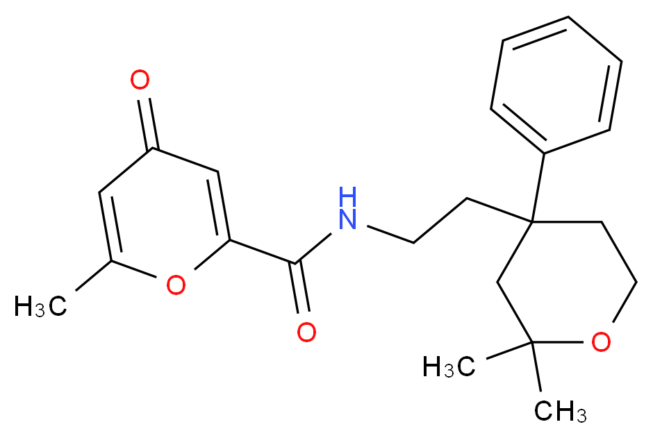 N-[2-(2,2-dimethyl-4-phenyltetrahydro-2H-pyran-4-yl)ethyl]-6-methyl-4-oxo-4H-pyran-2-carboxamide_Molecular_structure_CAS_)