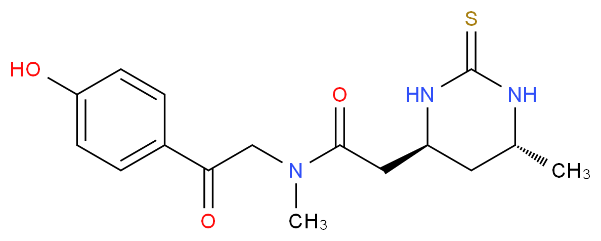 N-[2-(4-hydroxyphenyl)-2-oxoethyl]-N-methyl-2-[(4S*,6R*)-6-methyl-2-thioxohexahydropyrimidin-4-yl]acetamide (non-preferred name)_Molecular_structure_CAS_)
