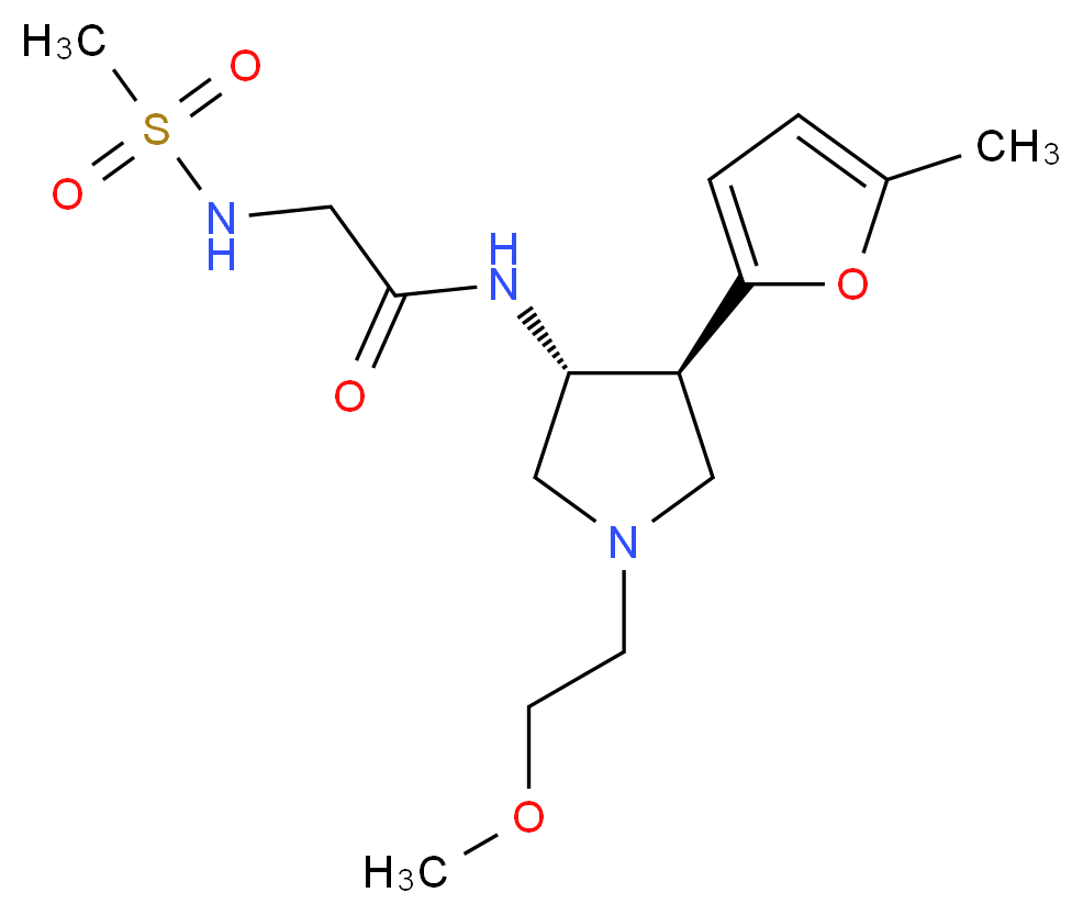 N~1~-[(3R*,4S*)-1-(2-methoxyethyl)-4-(5-methyl-2-furyl)-3-pyrrolidinyl]-N~2~-(methylsulfonyl)glycinamide_Molecular_structure_CAS_)
