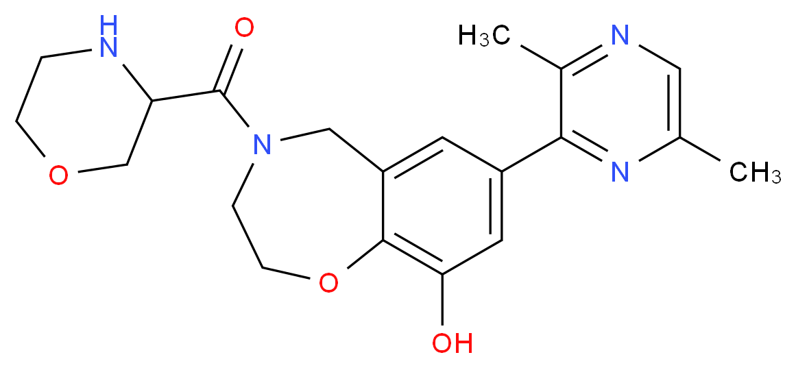 7-(3,6-dimethylpyrazin-2-yl)-4-(morpholin-3-ylcarbonyl)-2,3,4,5-tetrahydro-1,4-benzoxazepin-9-ol_Molecular_structure_CAS_)