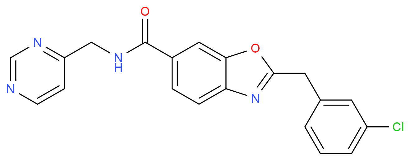 2-(3-chlorobenzyl)-N-(4-pyrimidinylmethyl)-1,3-benzoxazole-6-carboxamide_Molecular_structure_CAS_)
