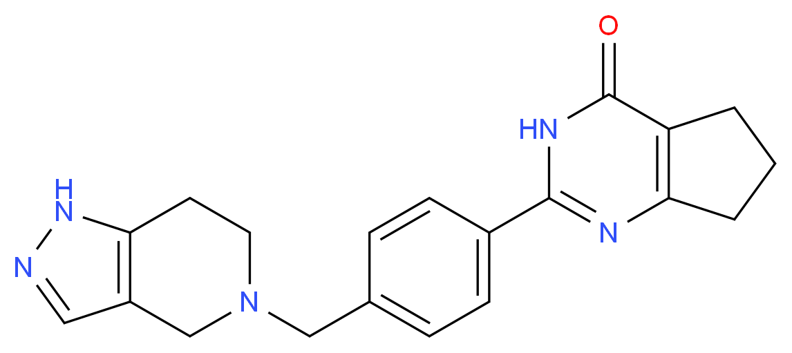 2-[4-(1,4,6,7-tetrahydro-5H-pyrazolo[4,3-c]pyridin-5-ylmethyl)phenyl]-3,5,6,7-tetrahydro-4H-cyclopenta[d]pyrimidin-4-one_Molecular_structure_CAS_)