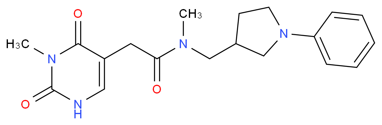 N-methyl-2-(3-methyl-2,4-dioxo-1,2,3,4-tetrahydro-5-pyrimidinyl)-N-[(1-phenyl-3-pyrrolidinyl)methyl]acetamide_Molecular_structure_CAS_)
