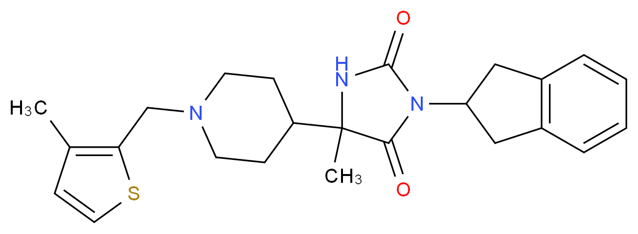3-(2,3-dihydro-1H-inden-2-yl)-5-methyl-5-{1-[(3-methyl-2-thienyl)methyl]-4-piperidinyl}-2,4-imidazolidinedione_Molecular_structure_CAS_)