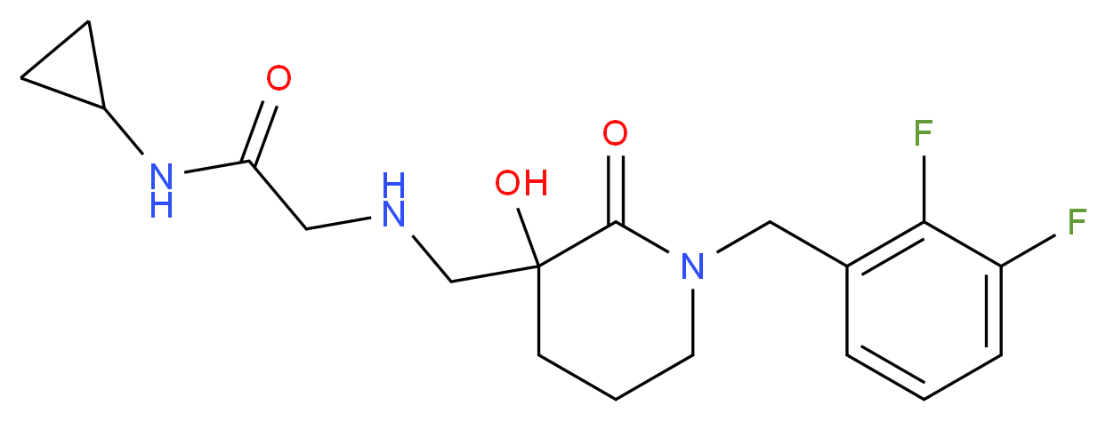 N~1~-cyclopropyl-N~2~-{[1-(2,3-difluorobenzyl)-3-hydroxy-2-oxopiperidin-3-yl]methyl}glycinamide_Molecular_structure_CAS_)