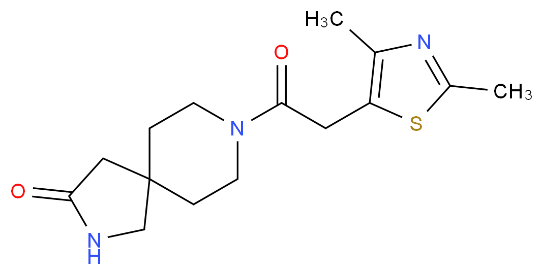 8-[(2,4-dimethyl-1,3-thiazol-5-yl)acetyl]-2,8-diazaspiro[4.5]decan-3-one_Molecular_structure_CAS_)