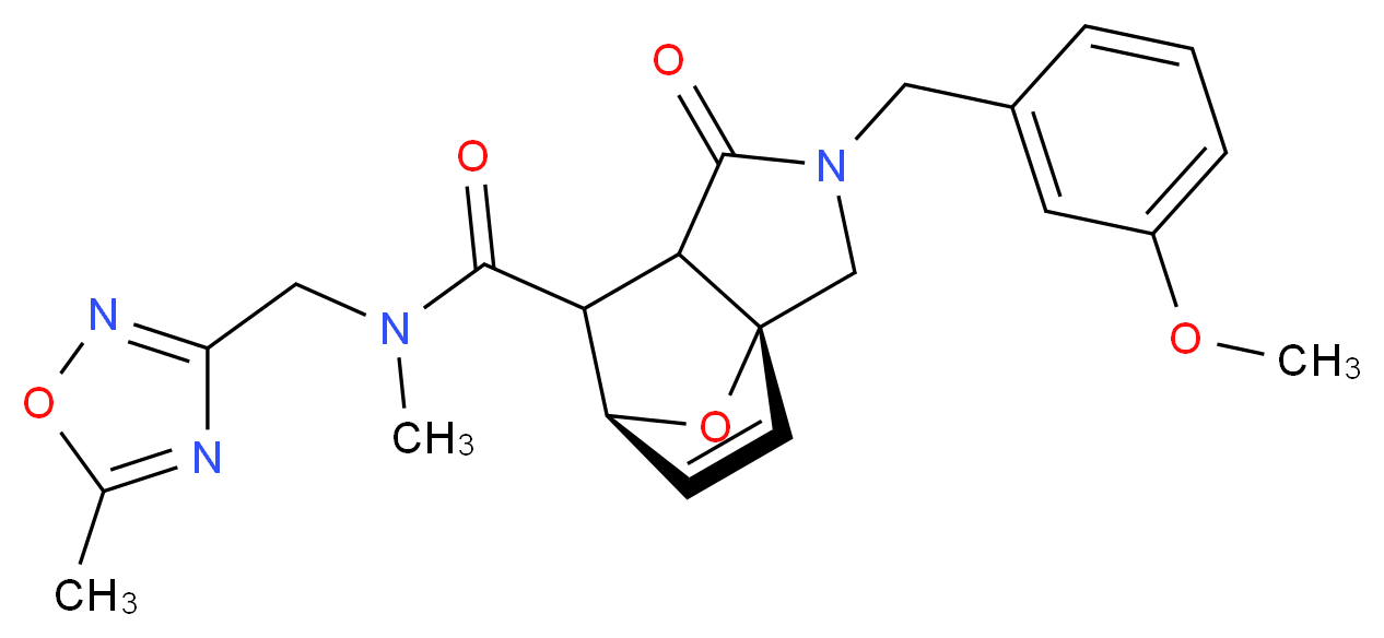 (3aR*,6S*)-2-(3-methoxybenzyl)-N-methyl-N-[(5-methyl-1,2,4-oxadiazol-3-yl)methyl]-1-oxo-1,2,3,6,7,7a-hexahydro-3a,6-epoxyisoindole-7-carboxamide_Molecular_structure_CAS_)
