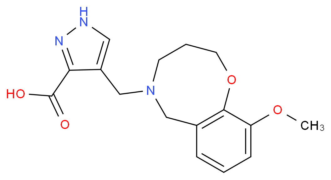 4-[(10-methoxy-3,4-dihydro-2H-1,5-benzoxazocin-5(6H)-yl)methyl]-1H-pyrazole-3-carboxylic acid_Molecular_structure_CAS_)