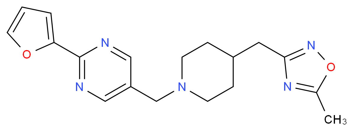 2-(2-furyl)-5-({4-[(5-methyl-1,2,4-oxadiazol-3-yl)methyl]piperidin-1-yl}methyl)pyrimidine_Molecular_structure_CAS_)