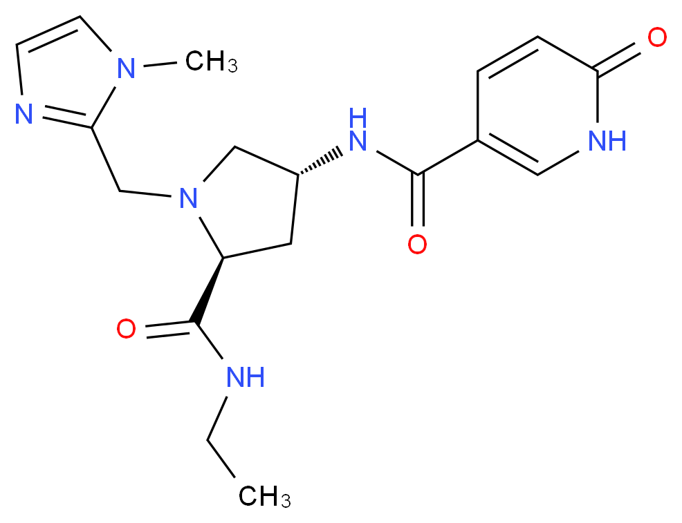 N-{(3R,5S)-5-[(ethylamino)carbonyl]-1-[(1-methyl-1H-imidazol-2-yl)methyl]pyrrolidin-3-yl}-6-oxo-1,6-dihydropyridine-3-carboxamide (non-preferred name)_Molecular_structure_CAS_)