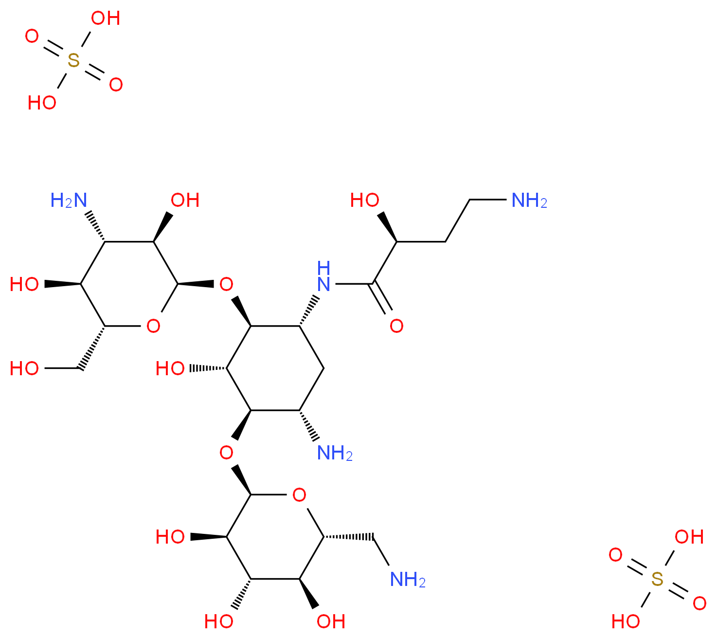 Amikacin sulfate_Molecular_structure_CAS_39831-55-5)