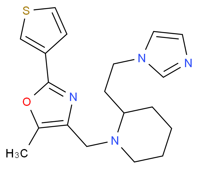 2-[2-(1H-imidazol-1-yl)ethyl]-1-{[5-methyl-2-(3-thienyl)-1,3-oxazol-4-yl]methyl}piperidine_Molecular_structure_CAS_)