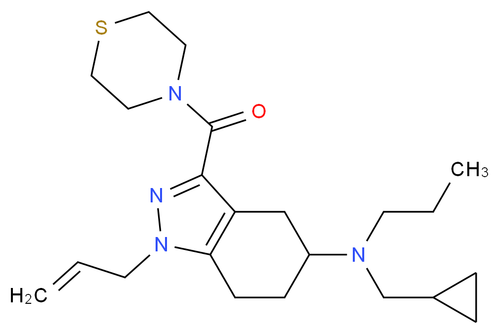 1-allyl-N-(cyclopropylmethyl)-N-propyl-3-(4-thiomorpholinylcarbonyl)-4,5,6,7-tetrahydro-1H-indazol-5-amine_Molecular_structure_CAS_)