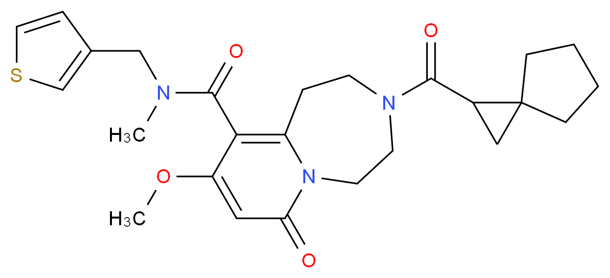 9-methoxy-N-methyl-7-oxo-3-(spiro[2.4]hept-1-ylcarbonyl)-N-(3-thienylmethyl)-1,2,3,4,5,7-hexahydropyrido[1,2-d][1,4]diazepine-10-carboxamide_Molecular_structure_CAS_)