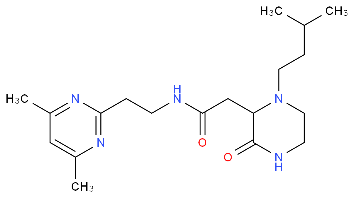 N-[2-(4,6-dimethyl-2-pyrimidinyl)ethyl]-2-[1-(3-methylbutyl)-3-oxo-2-piperazinyl]acetamide_Molecular_structure_CAS_)