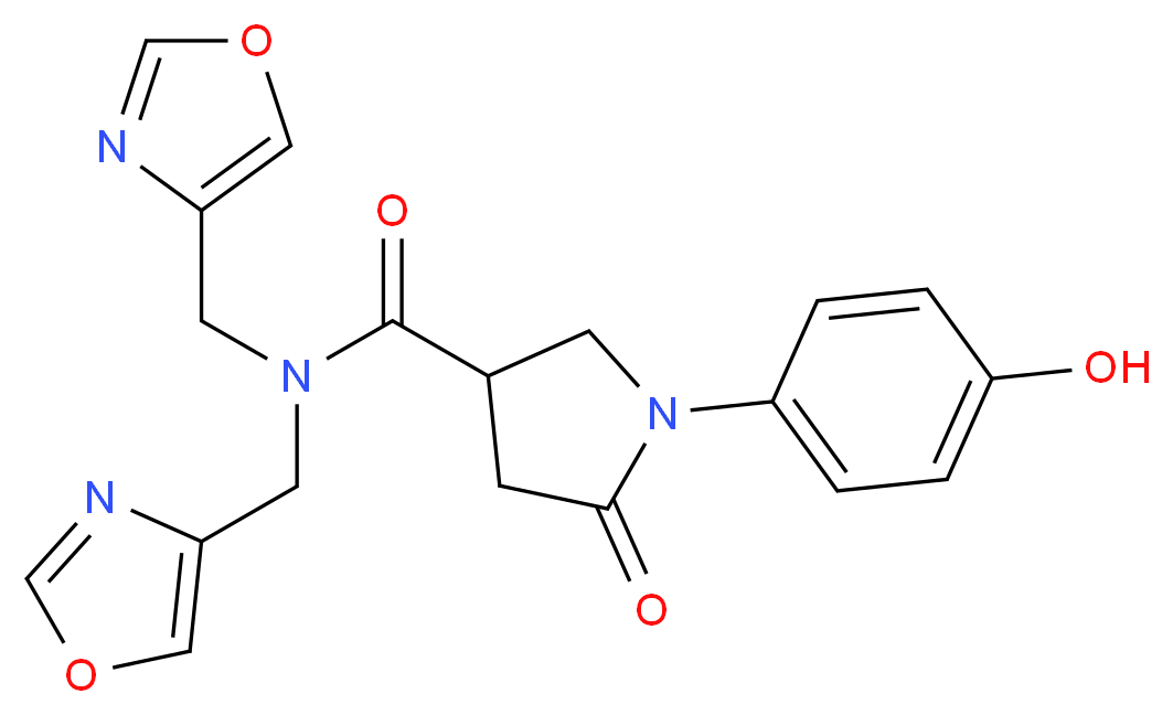 1-(4-hydroxyphenyl)-N,N-bis(1,3-oxazol-4-ylmethyl)-5-oxopyrrolidine-3-carboxamide_Molecular_structure_CAS_)