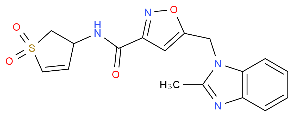 N-(1,1-dioxido-2,3-dihydro-3-thienyl)-5-[(2-methyl-1H-benzimidazol-1-yl)methyl]isoxazole-3-carboxamide_Molecular_structure_CAS_)