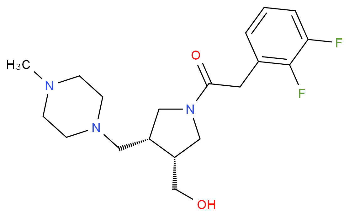 {(3R*,4R*)-1-[(2,3-difluorophenyl)acetyl]-4-[(4-methylpiperazin-1-yl)methyl]pyrrolidin-3-yl}methanol_Molecular_structure_CAS_)
