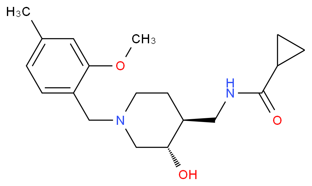N-{[(3S*,4S*)-3-hydroxy-1-(2-methoxy-4-methylbenzyl)piperidin-4-yl]methyl}cyclopropanecarboxamide_Molecular_structure_CAS_)