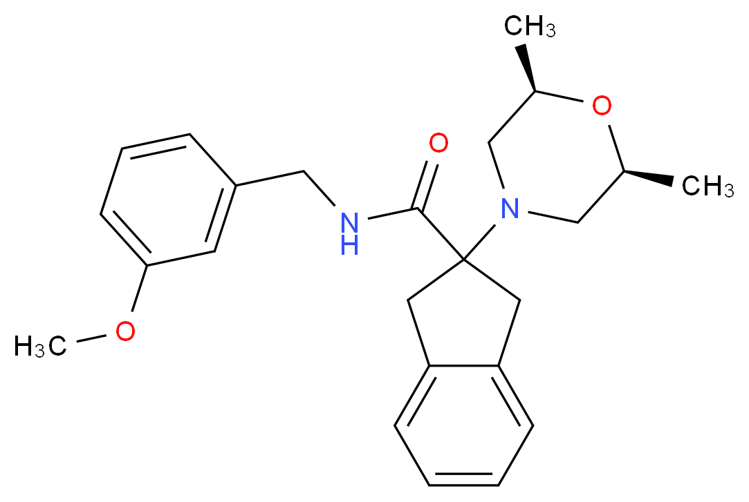 2-[(2R*,6S*)-2,6-dimethyl-4-morpholinyl]-N-(3-methoxybenzyl)-2-indanecarboxamide_Molecular_structure_CAS_)