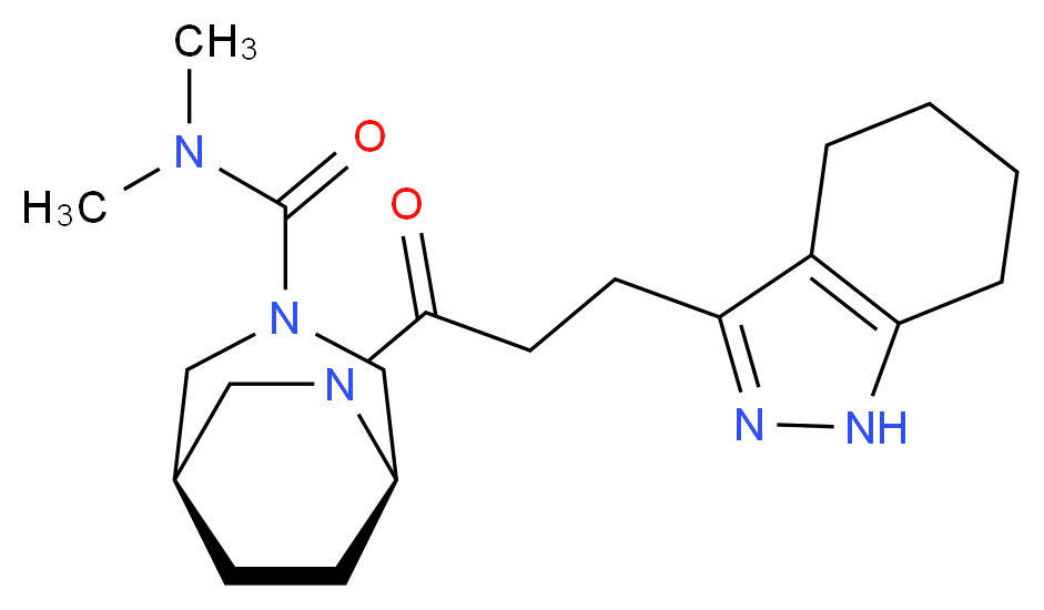 (1R*,5R*)-N,N-dimethyl-6-[3-(4,5,6,7-tetrahydro-1H-indazol-3-yl)propanoyl]-3,6-diazabicyclo[3.2.2]nonane-3-carboxamide_Molecular_structure_CAS_)