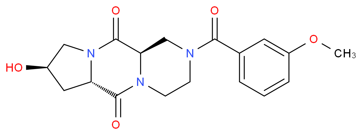(6aS,8R,11aR)-8-hydroxy-2-(3-methoxybenzoyl)octahydro-6H-pyrazino[1,2-a]pyrrolo[1,2-d]pyrazine-6,11(2H)-dione_Molecular_structure_CAS_)