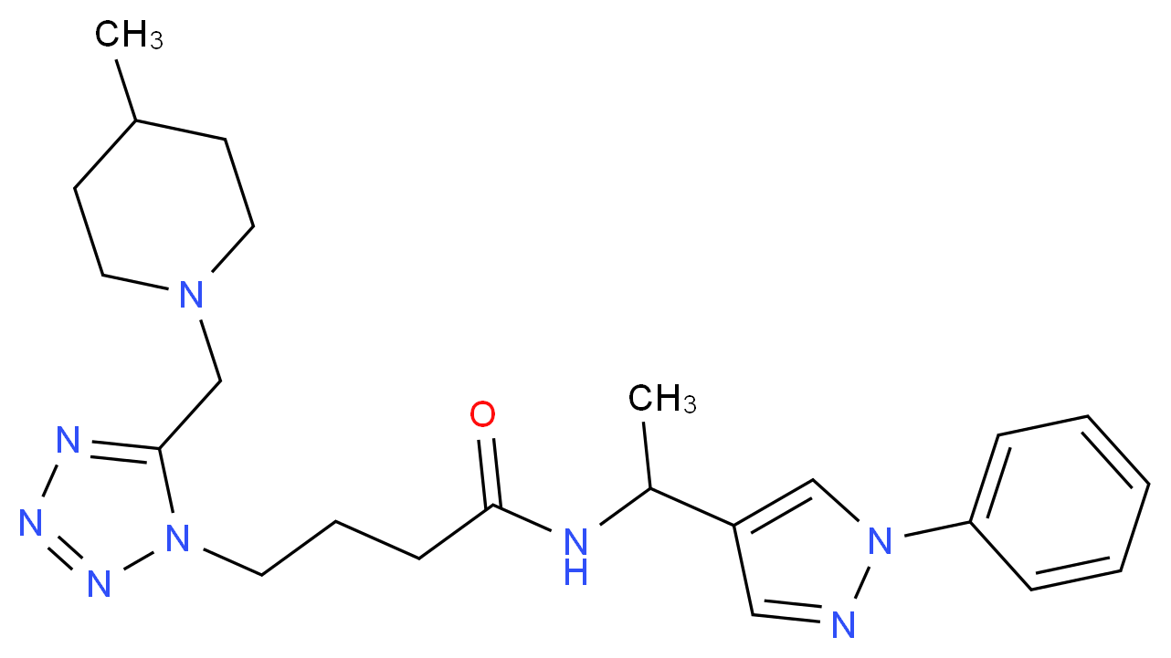 4-{5-[(4-methyl-1-piperidinyl)methyl]-1H-tetrazol-1-yl}-N-[1-(1-phenyl-1H-pyrazol-4-yl)ethyl]butanamide_Molecular_structure_CAS_)
