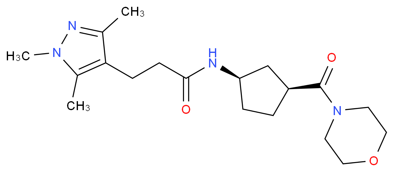 N-[(1R*,3S*)-3-(4-morpholinylcarbonyl)cyclopentyl]-3-(1,3,5-trimethyl-1H-pyrazol-4-yl)propanamide_Molecular_structure_CAS_)
