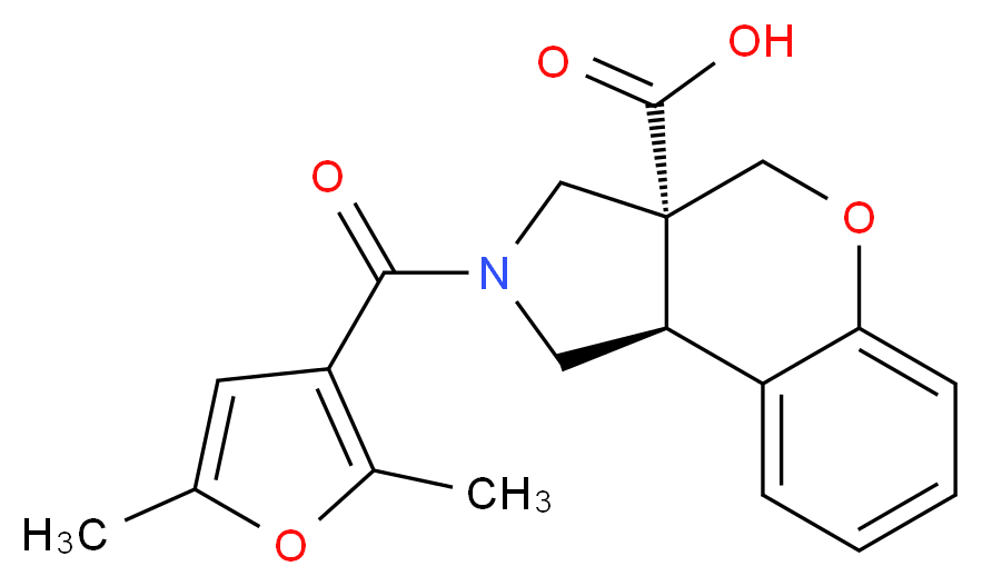 (3aR*,9bR*)-2-(2,5-dimethyl-3-furoyl)-1,2,3,9b-tetrahydrochromeno[3,4-c]pyrrole-3a(4H)-carboxylic acid_Molecular_structure_CAS_)