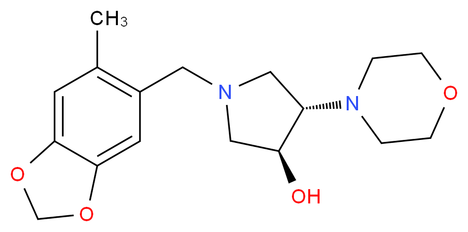 (3S*,4S*)-1-[(6-methyl-1,3-benzodioxol-5-yl)methyl]-4-(4-morpholinyl)-3-pyrrolidinol_Molecular_structure_CAS_)