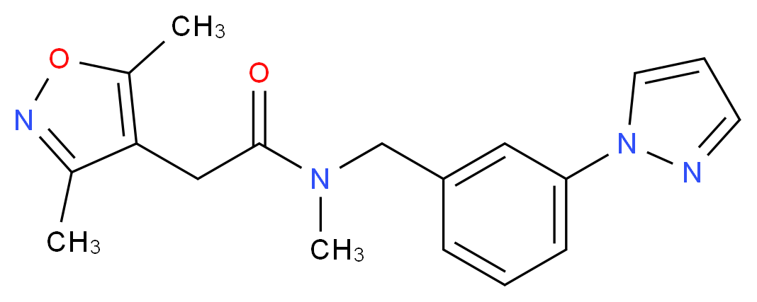 2-(3,5-dimethyl-4-isoxazolyl)-N-methyl-N-[3-(1H-pyrazol-1-yl)benzyl]acetamide_Molecular_structure_CAS_)