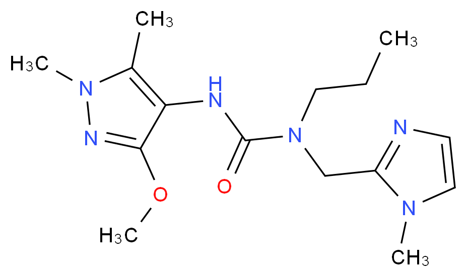 N'-(3-methoxy-1,5-dimethyl-1H-pyrazol-4-yl)-N-[(1-methyl-1H-imidazol-2-yl)methyl]-N-propylurea_Molecular_structure_CAS_)