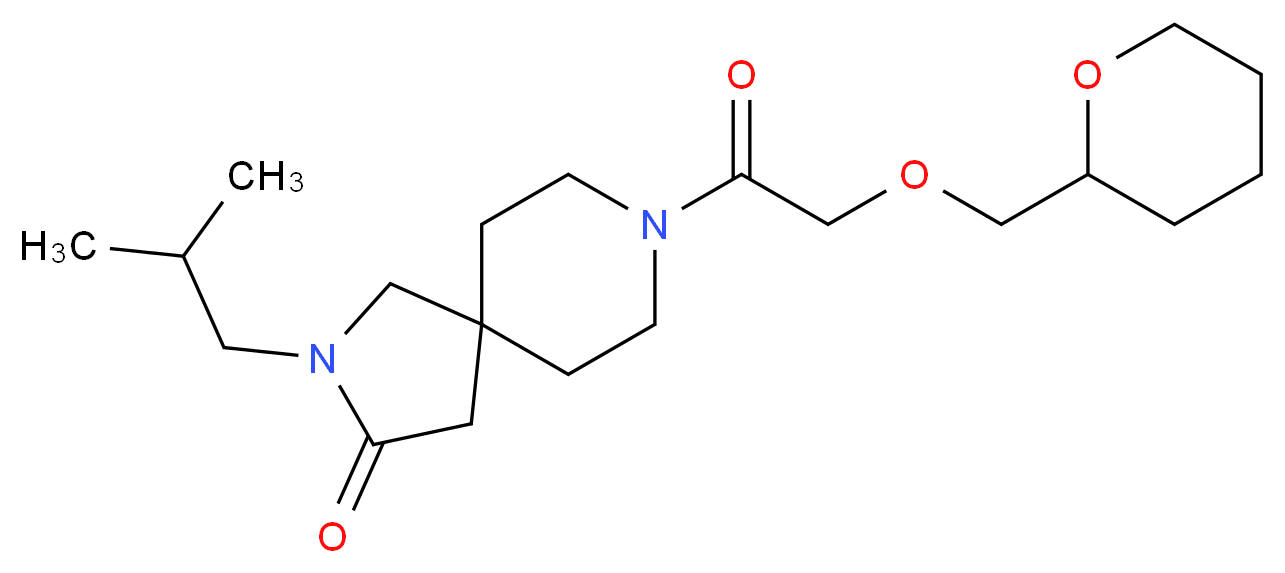 2-isobutyl-8-[(tetrahydro-2H-pyran-2-ylmethoxy)acetyl]-2,8-diazaspiro[4.5]decan-3-one_Molecular_structure_CAS_)