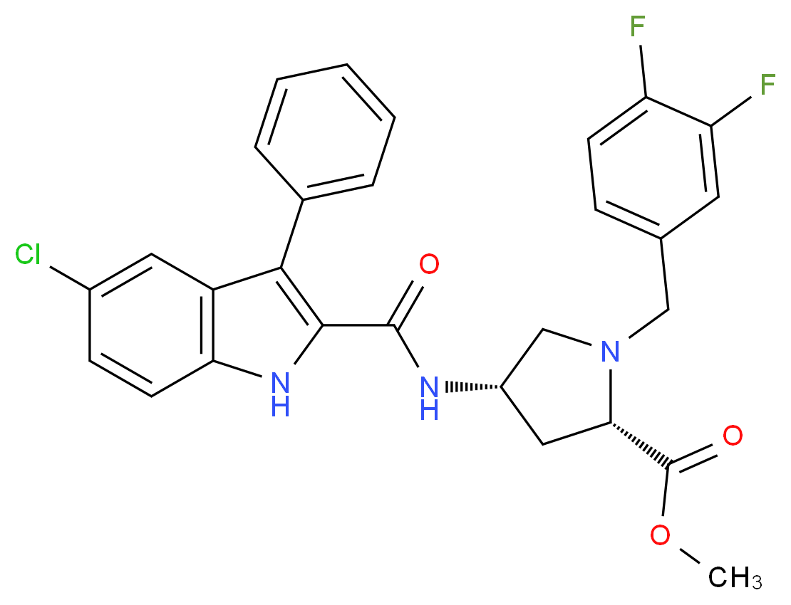 methyl (4S)-4-{[(5-chloro-3-phenyl-1H-indol-2-yl)carbonyl]amino}-1-(3,4-difluorobenzyl)-L-prolinate_Molecular_structure_CAS_)