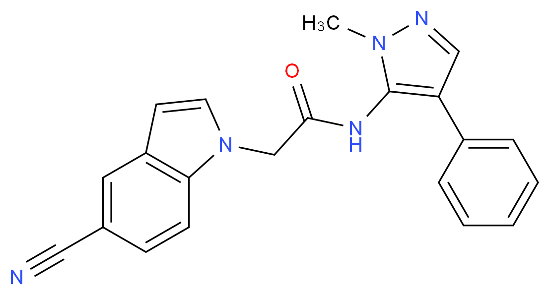 2-(5-cyano-1H-indol-1-yl)-N-(1-methyl-4-phenyl-1H-pyrazol-5-yl)acetamide_Molecular_structure_CAS_)