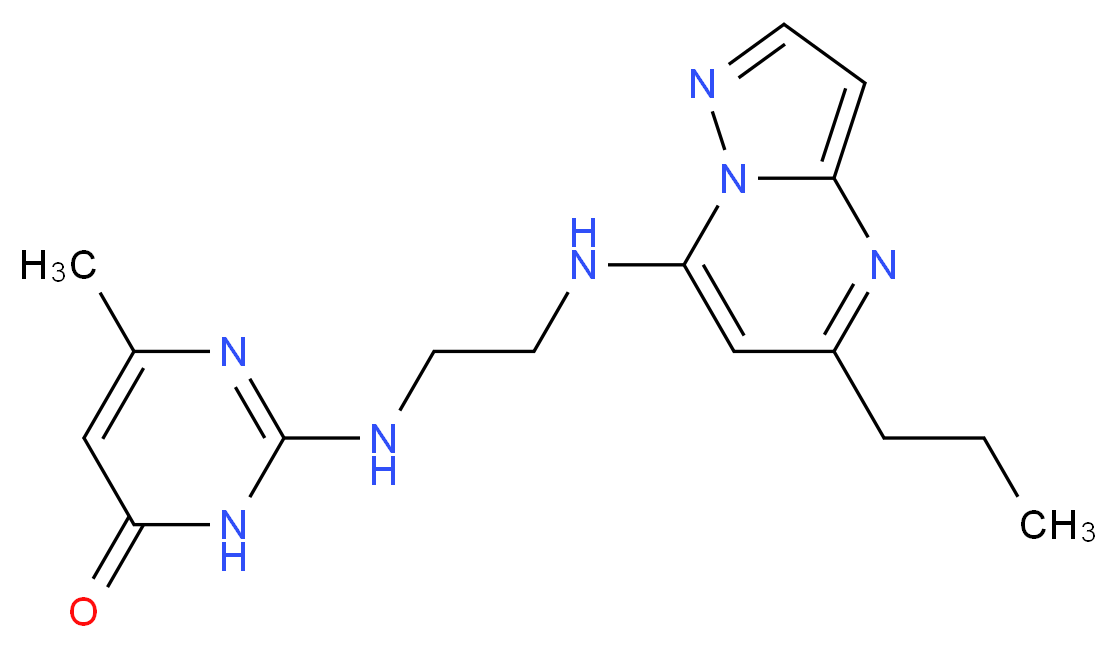 6-methyl-2-({2-[(5-propylpyrazolo[1,5-a]pyrimidin-7-yl)amino]ethyl}amino)-4(3H)-pyrimidinone_Molecular_structure_CAS_)