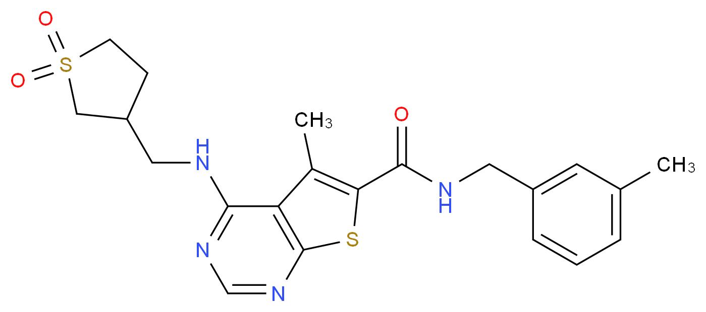 4-{[(1,1-dioxidotetrahydro-3-thienyl)methyl]amino}-5-methyl-N-(3-methylbenzyl)thieno[2,3-d]pyrimidine-6-carboxamide_Molecular_structure_CAS_)